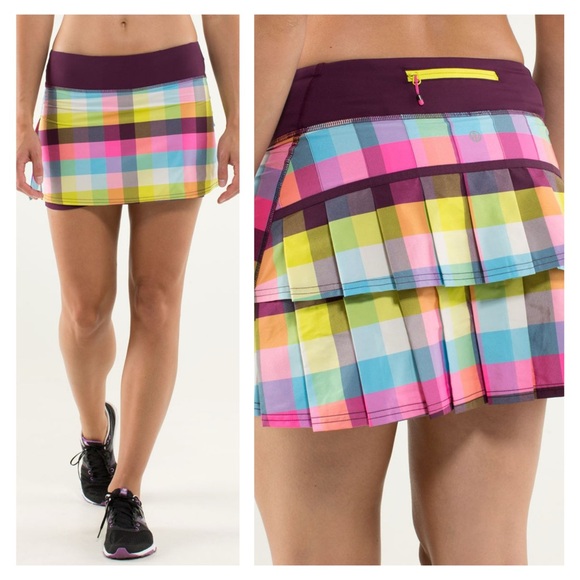 Lululemon Run: Pace Setter Skirt - Sea Check Multi / Plum - Size Measured - Picture 1 of 16